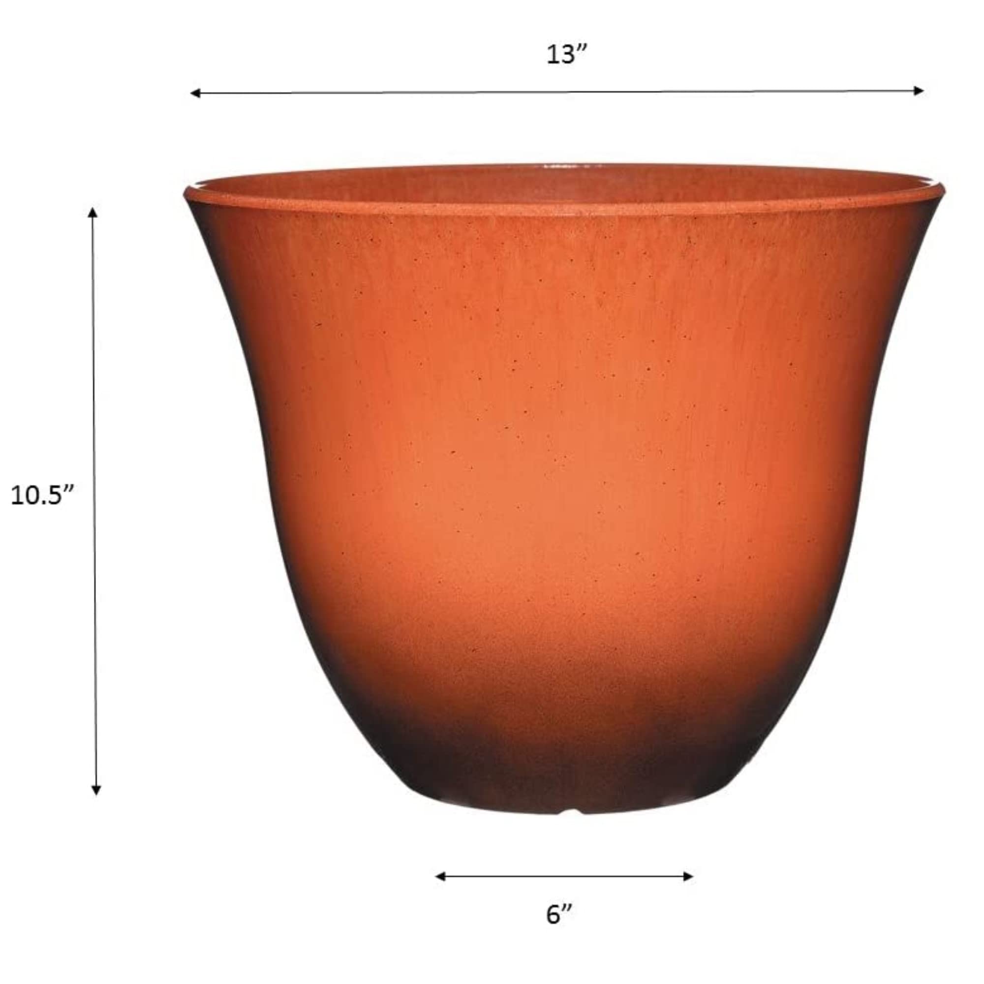 Resin Flower Pot Planter, Orange Ember, 13"