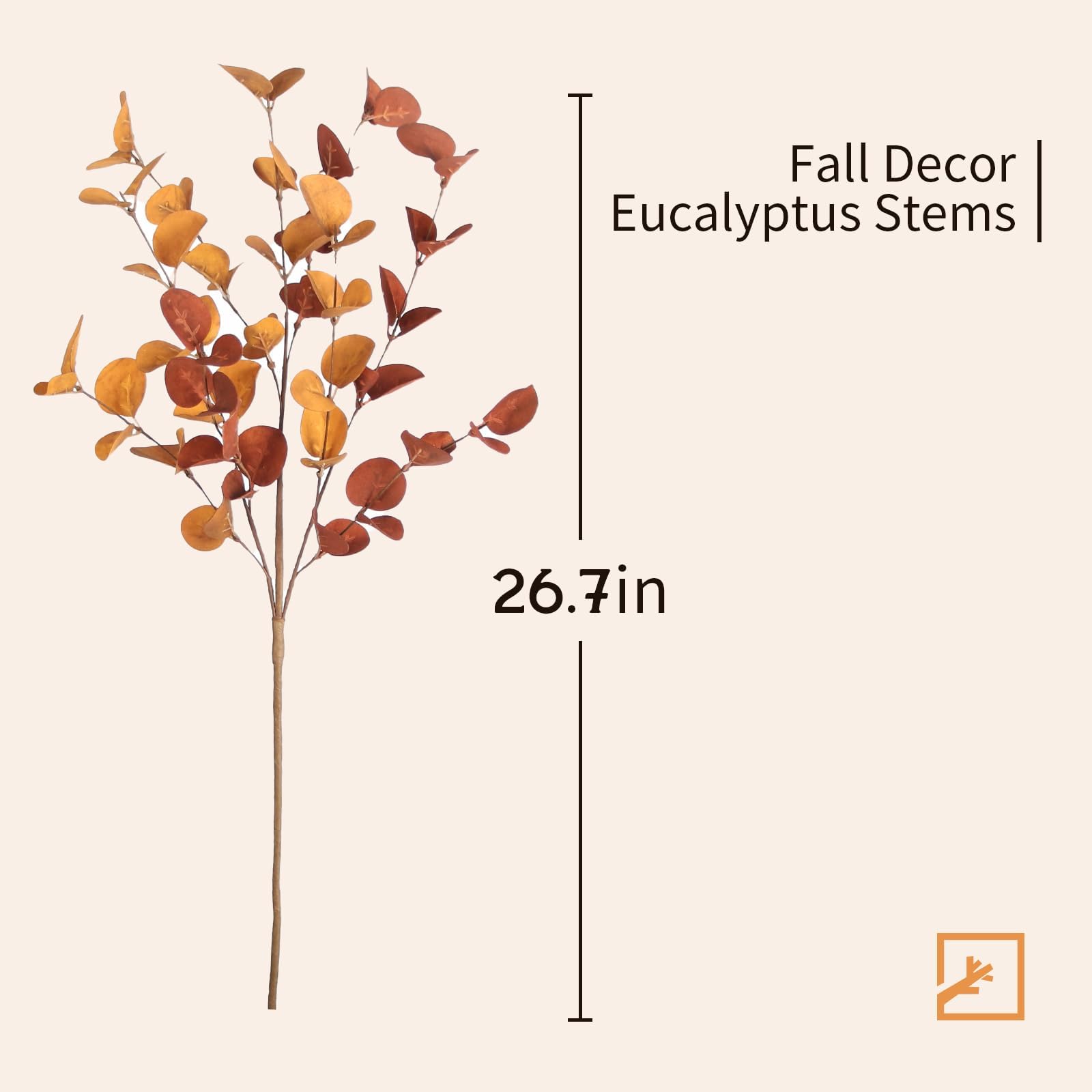 6 Pcs Fall Stems Artificial Eucalyptus 26.7'' Tall Yellow & Brown