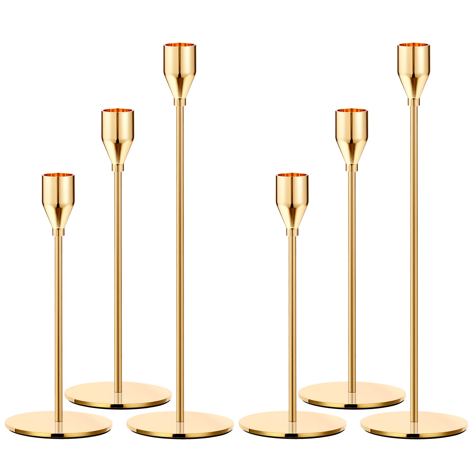 Metal Gold Taper Candle Holder (Set of 6 Pcs)