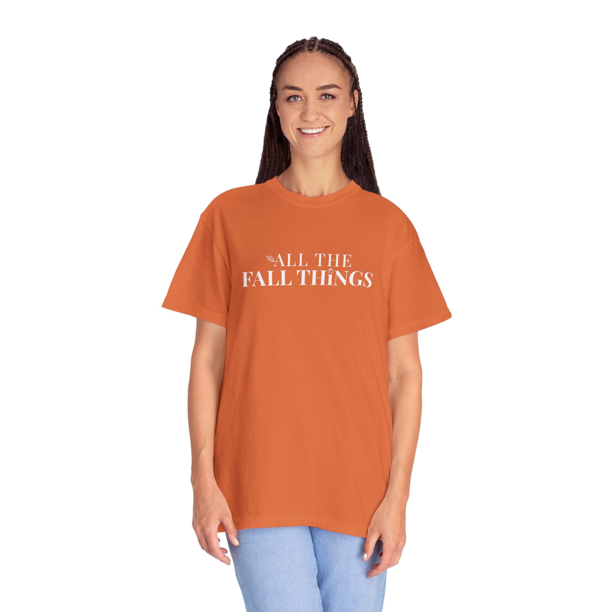 Burnt Orange All The Fall Things Brand Logo T-shirt Alternate Front View