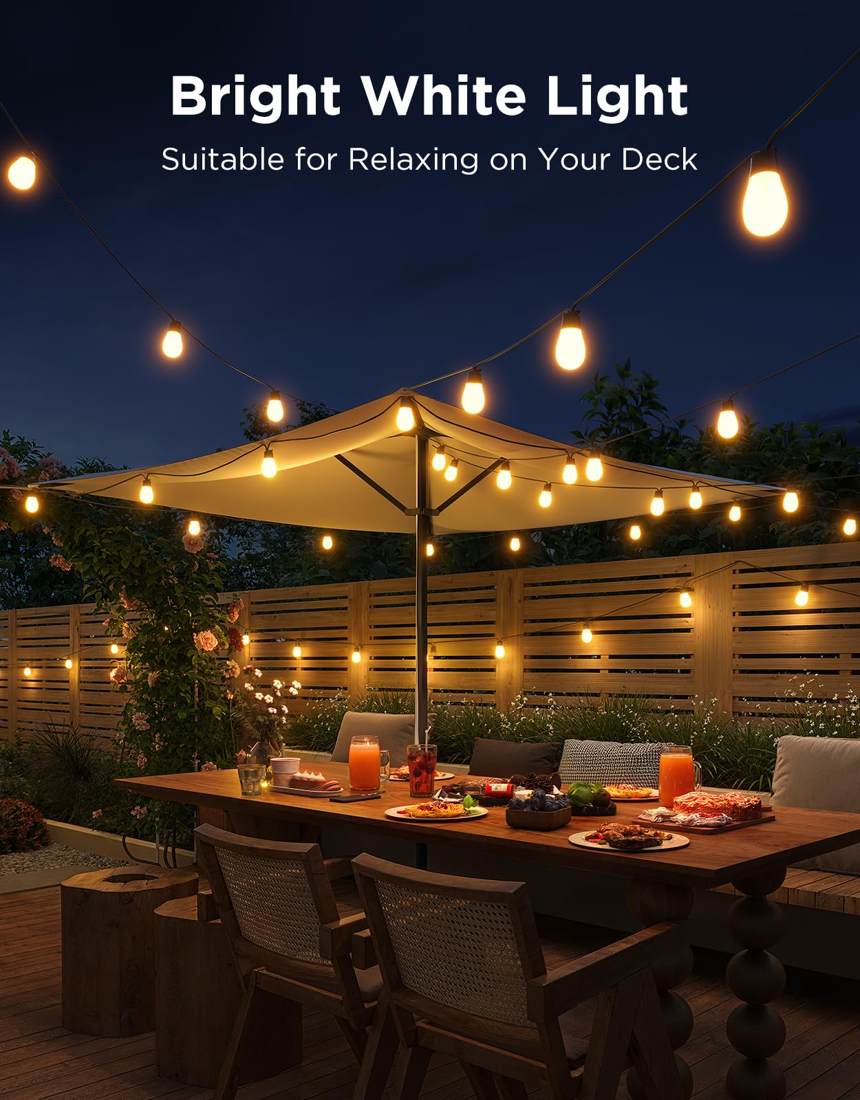 96ft Smart RGBIC Warm White S14 Bulb Outdoor String Lights (30 Bulbs)