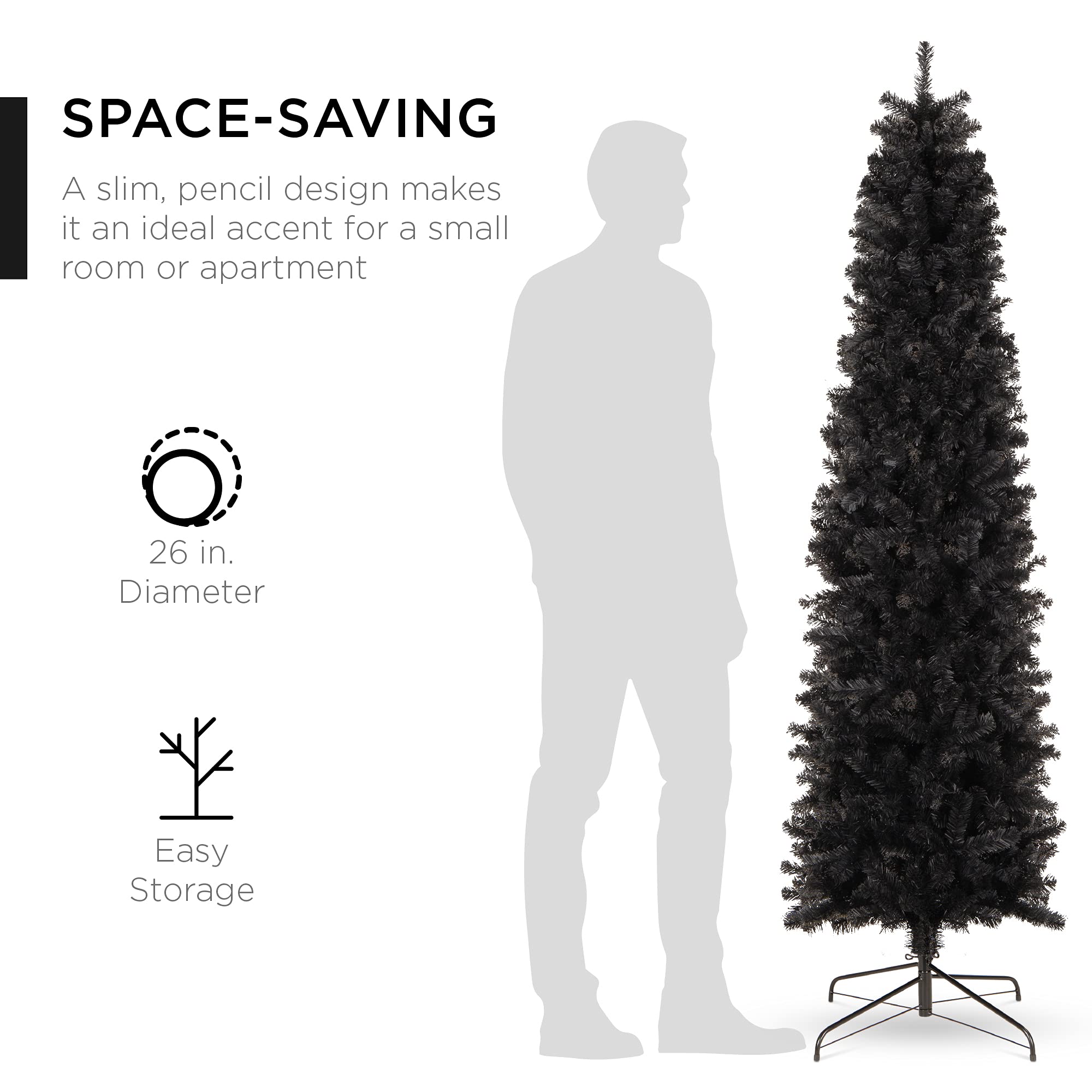 6ft Black Artificial Pencil Tree has a Space Saving Design