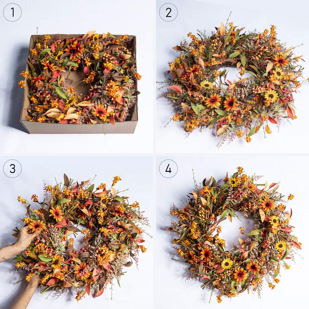24 Inch Artificial Large Autumn Wreath Indoor/Outdoor
