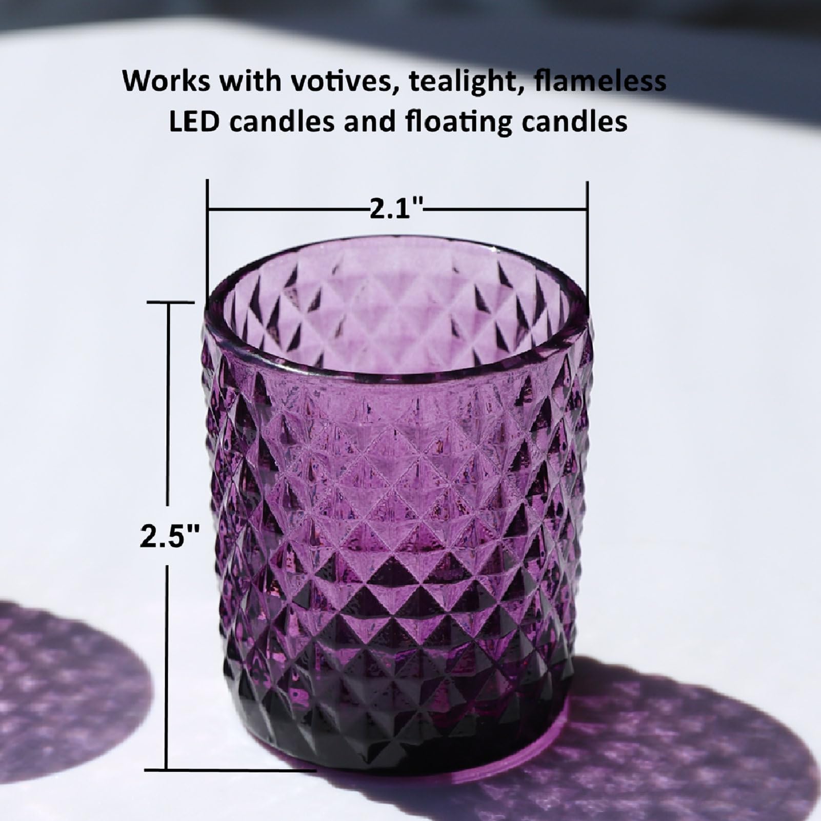 12pcs Purple Vintage Glass Votive Candle Holders