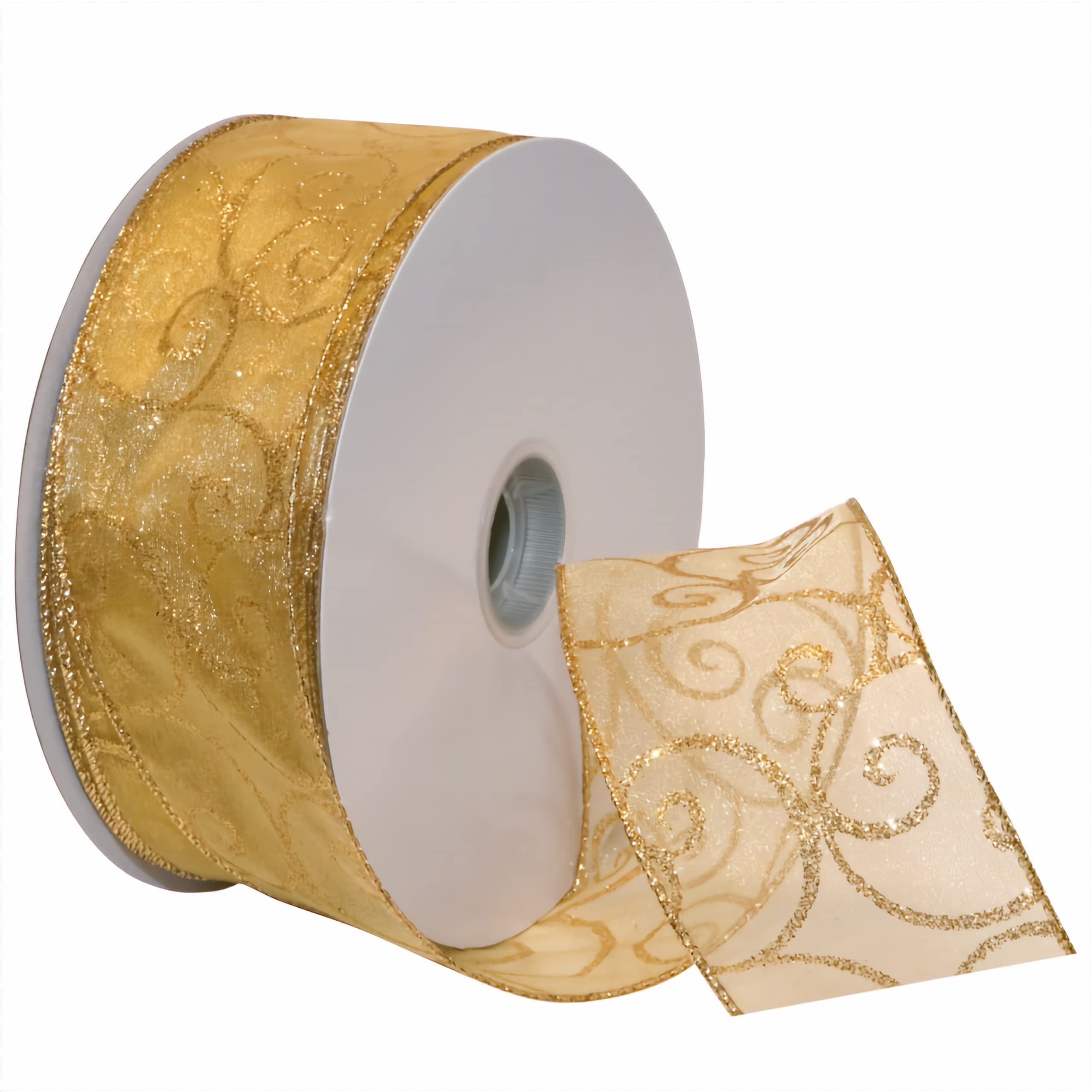 gold swirl glitter Christmas ribbon