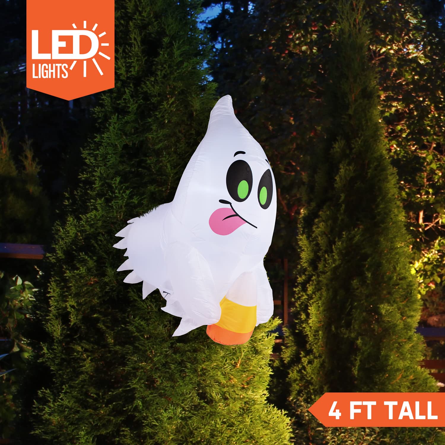 4 FT Halloween Inflatable Ghost with Candy Corn