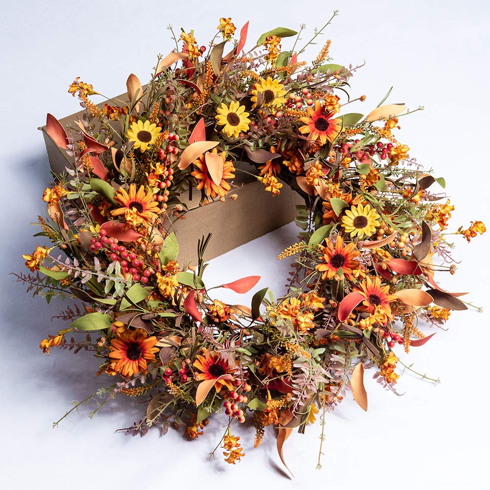 24 Inch Artificial Large Autumn Wreath Indoor/Outdoor