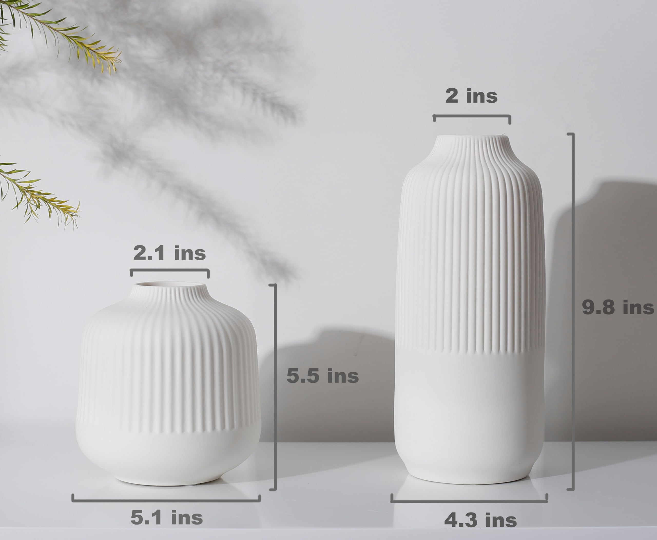 Matte White Vases Set of 2