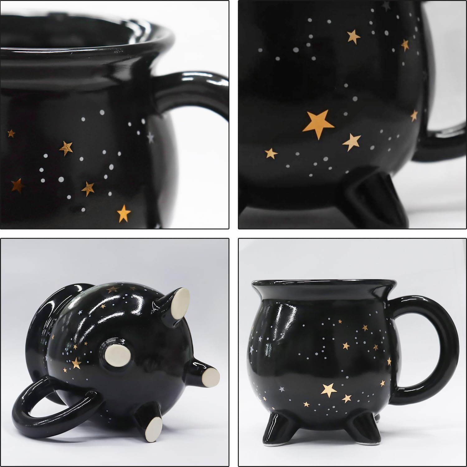 Astral Cauldron Coffee Mug 300ml/10oz Black Ceramic Witch Mug