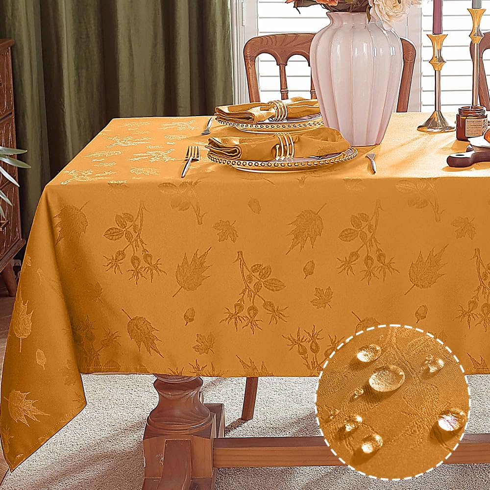 Square Fall Thanksgiving Tablecloth with Leaf Pattern