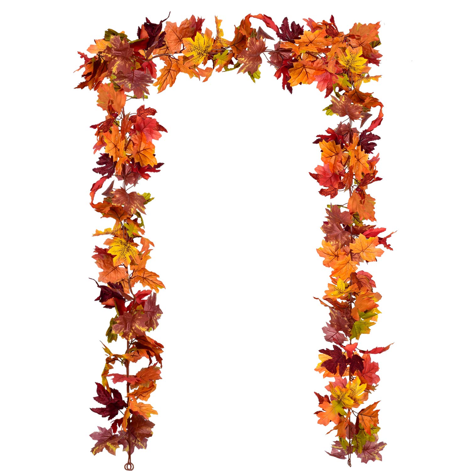 2 Pack Fall Garland Maple Leaf, 5.9Ft/Piece Hanging Vine Artificial Autumn Foliage