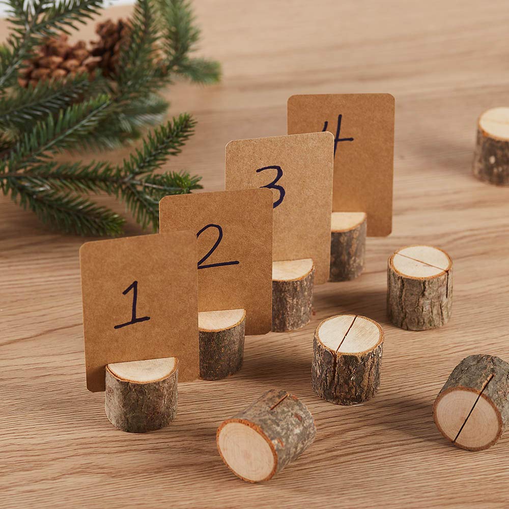 Toncoo 15Pcs Wood Place Card Holders and 30Pcs Kraft Table Place Cards, Wood Card Holder, Wooden Place Card Holders, Wood Table Number Holders, Wood Sign Holder, Wooden Sign Holder