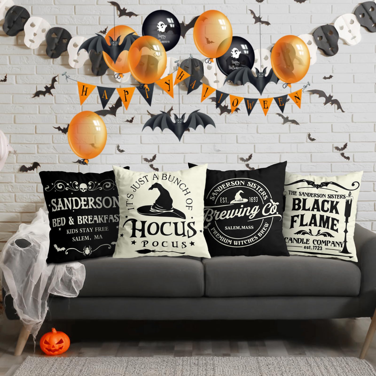 Hocus Pocus Decorations Pillow Covers 18x18 Set of 4