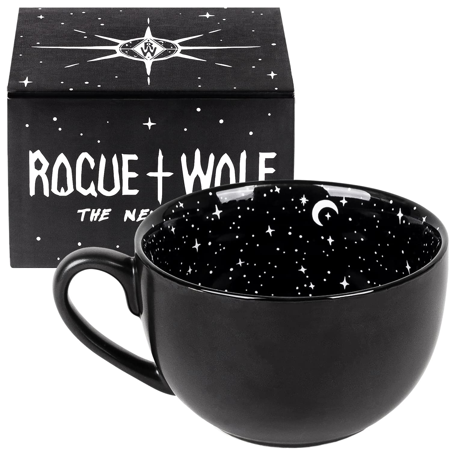 Large Coffee Mug, Moon & Stars Decor in Gift Box