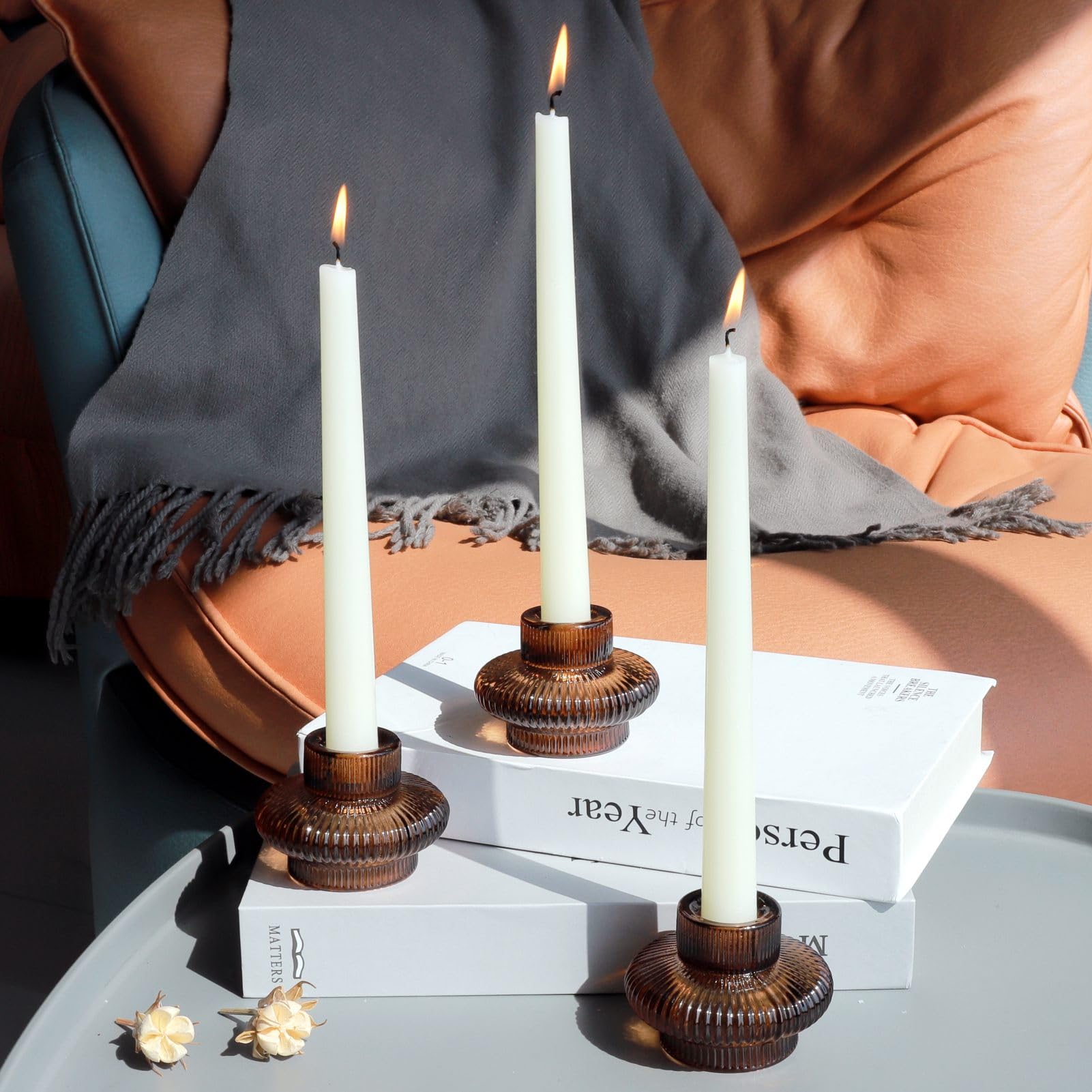 Brown Candlestick Holders Set of 6