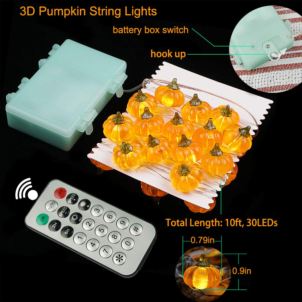 3D Jack-o-Lantern 10ft 30 LEDs Pumpkin String Lights