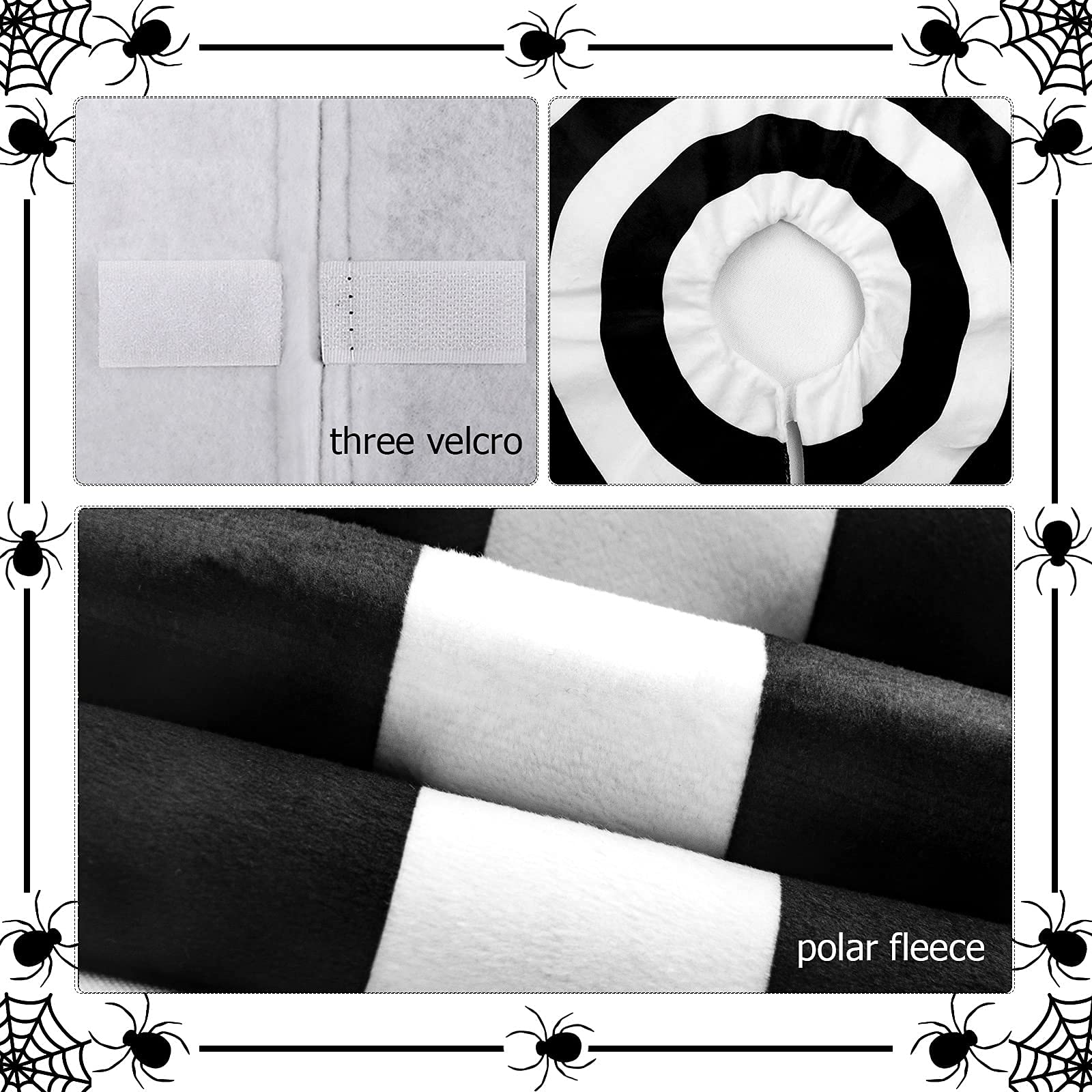 48 Inches, Black White Spiral Tree Skirt for Halloween Decoration