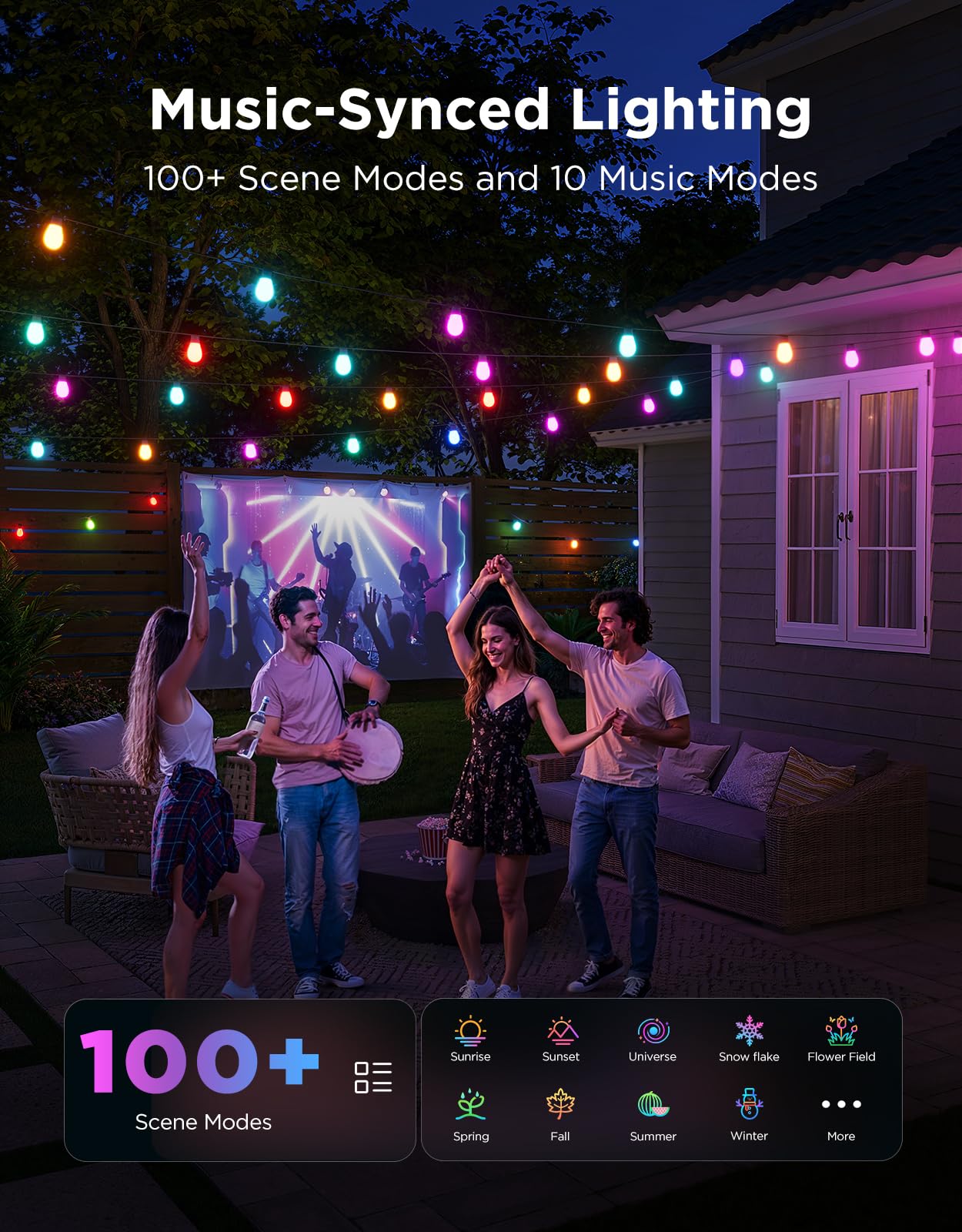 96ft Smart RGBIC Warm White S14 Bulb Outdoor String Lights (30 Bulbs)
