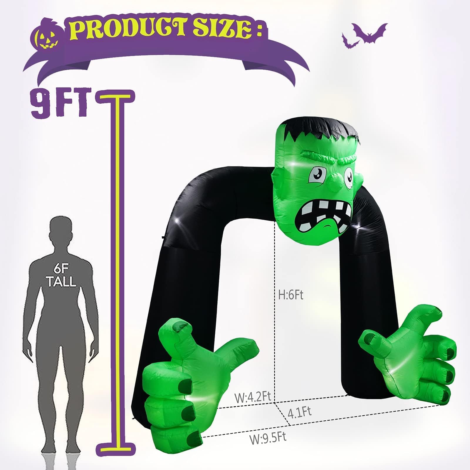 9FT Tall Halloween Inflatables Archway Frankenstein