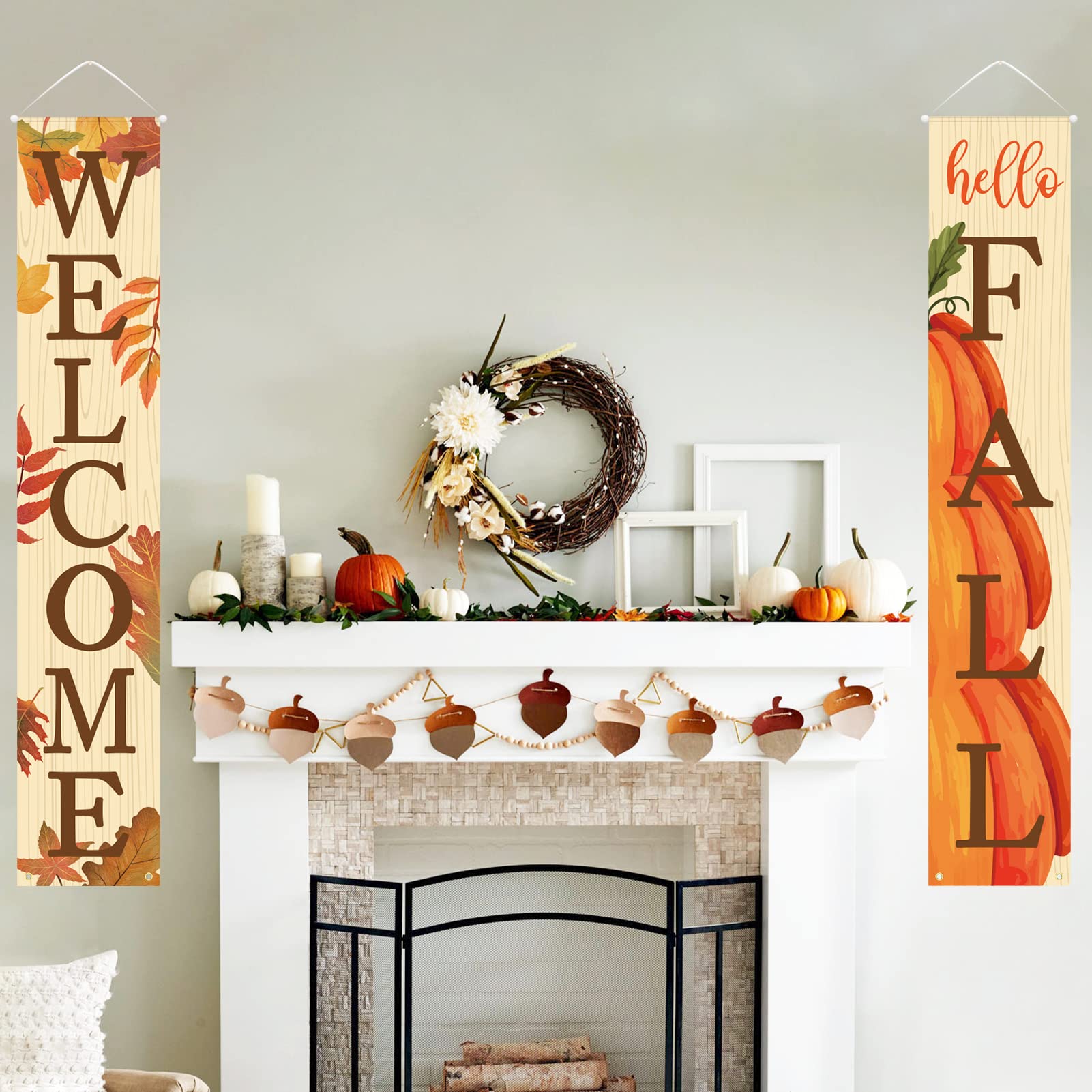 Welcome & Hello Fall Signs for Front Door