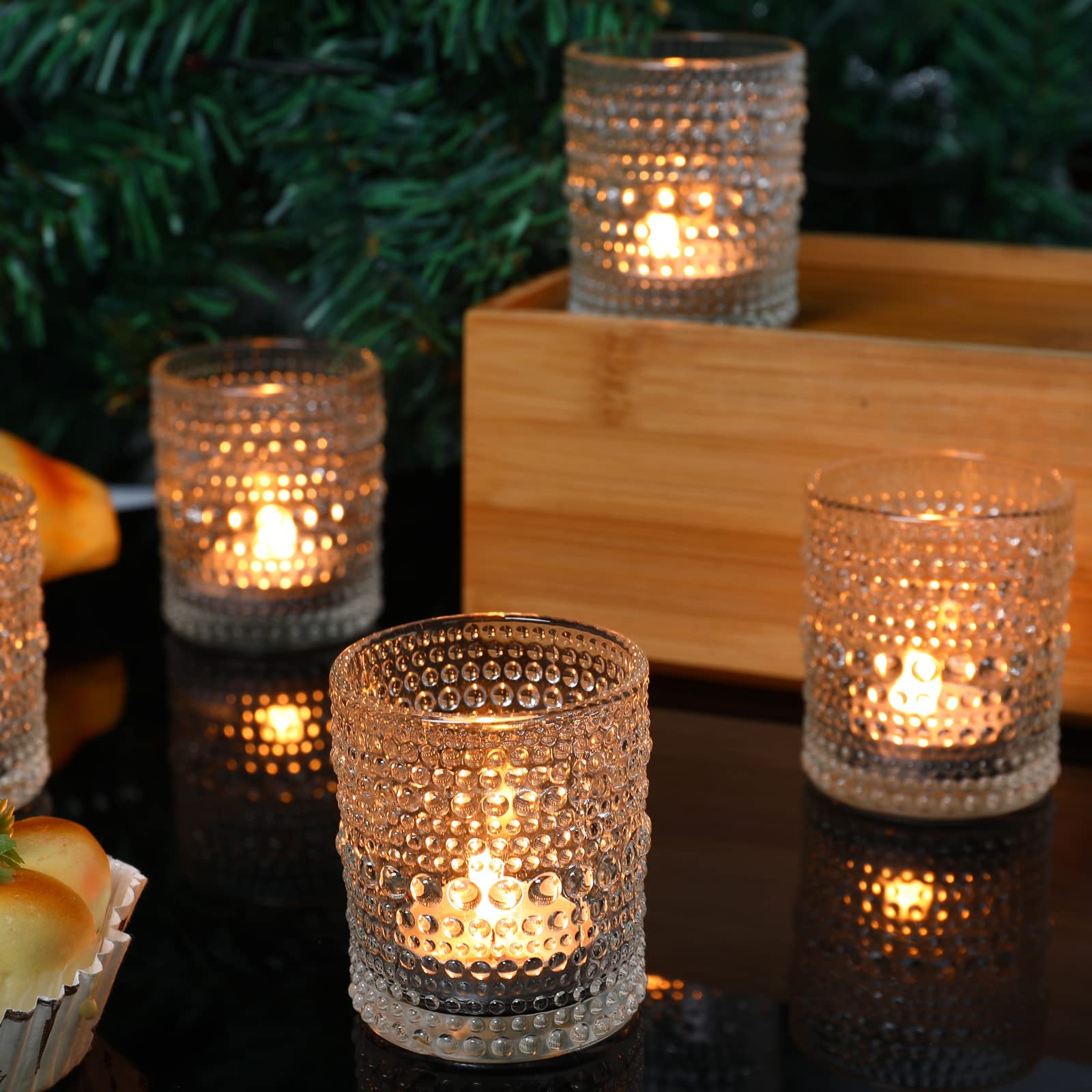 12 Pcs Clear Glass Tea Light Candle Holders