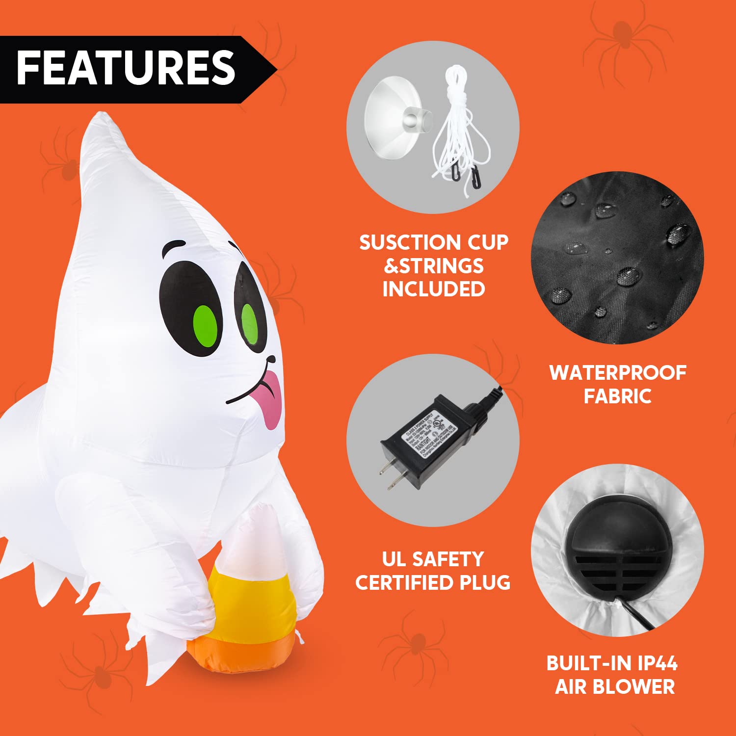 4 FT Halloween Inflatable Ghost with Candy Corn