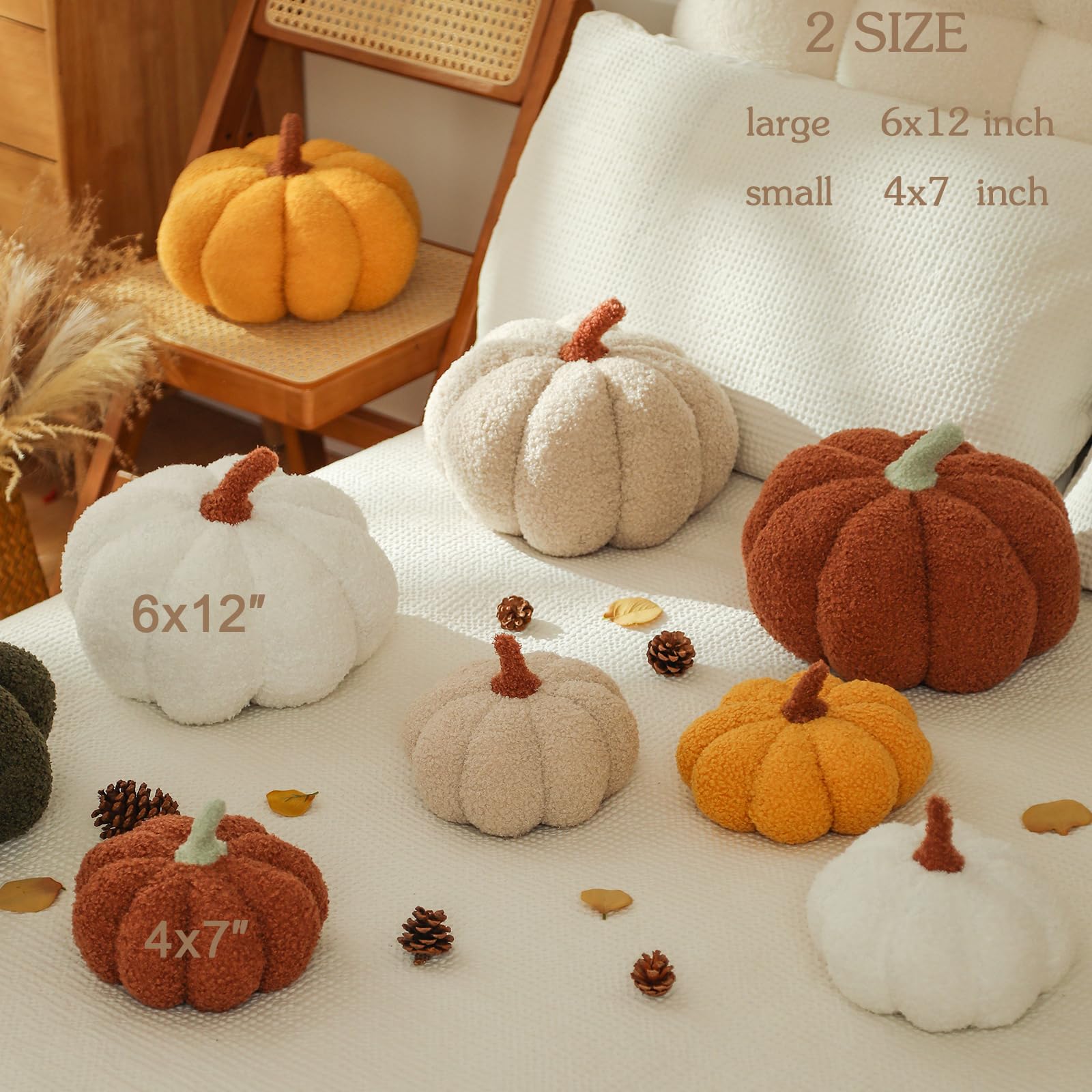 Pumpkin Pillows, Pumpkin Shaped Throw Pillows 6x12 Inches