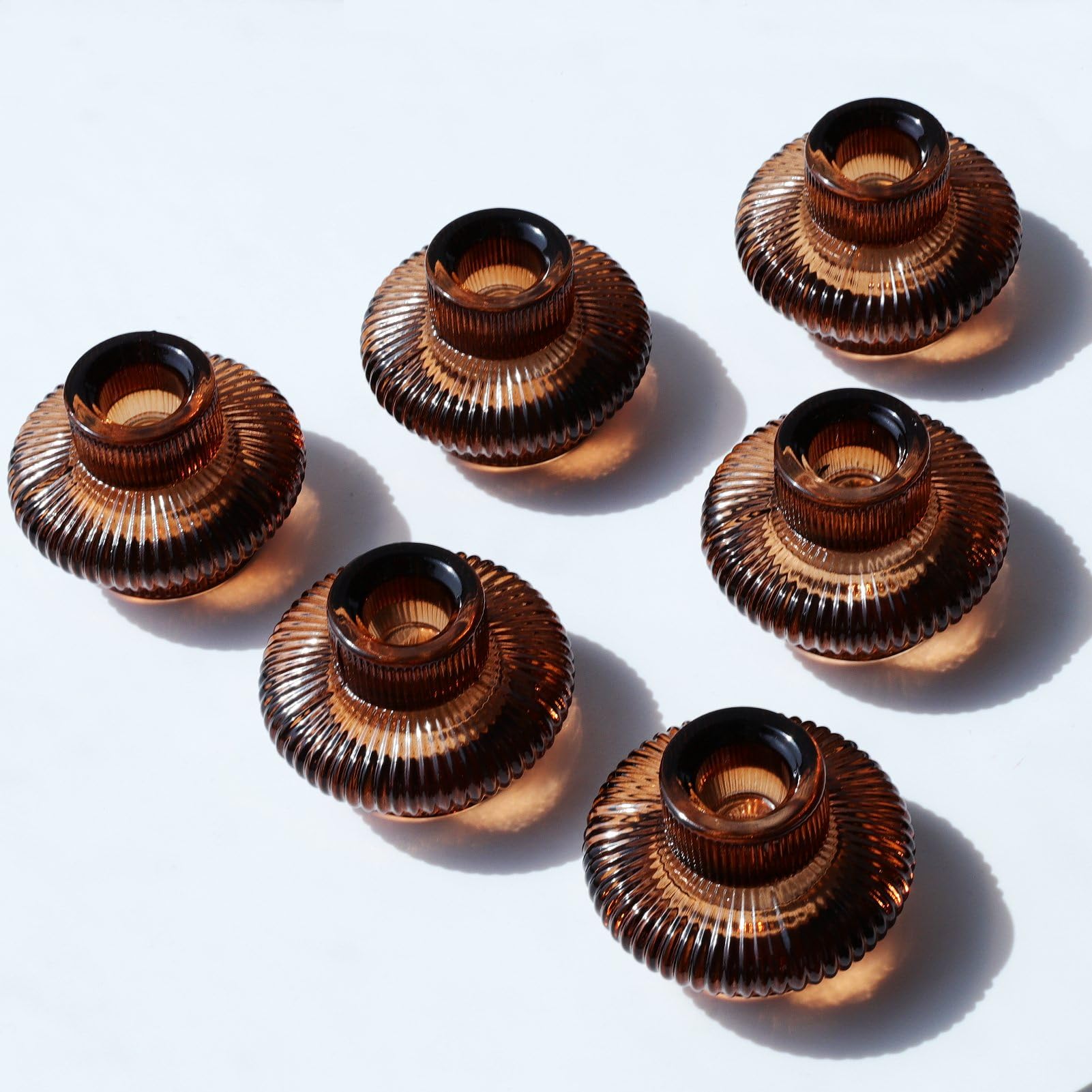 Brown Candlestick Holders Set of 6