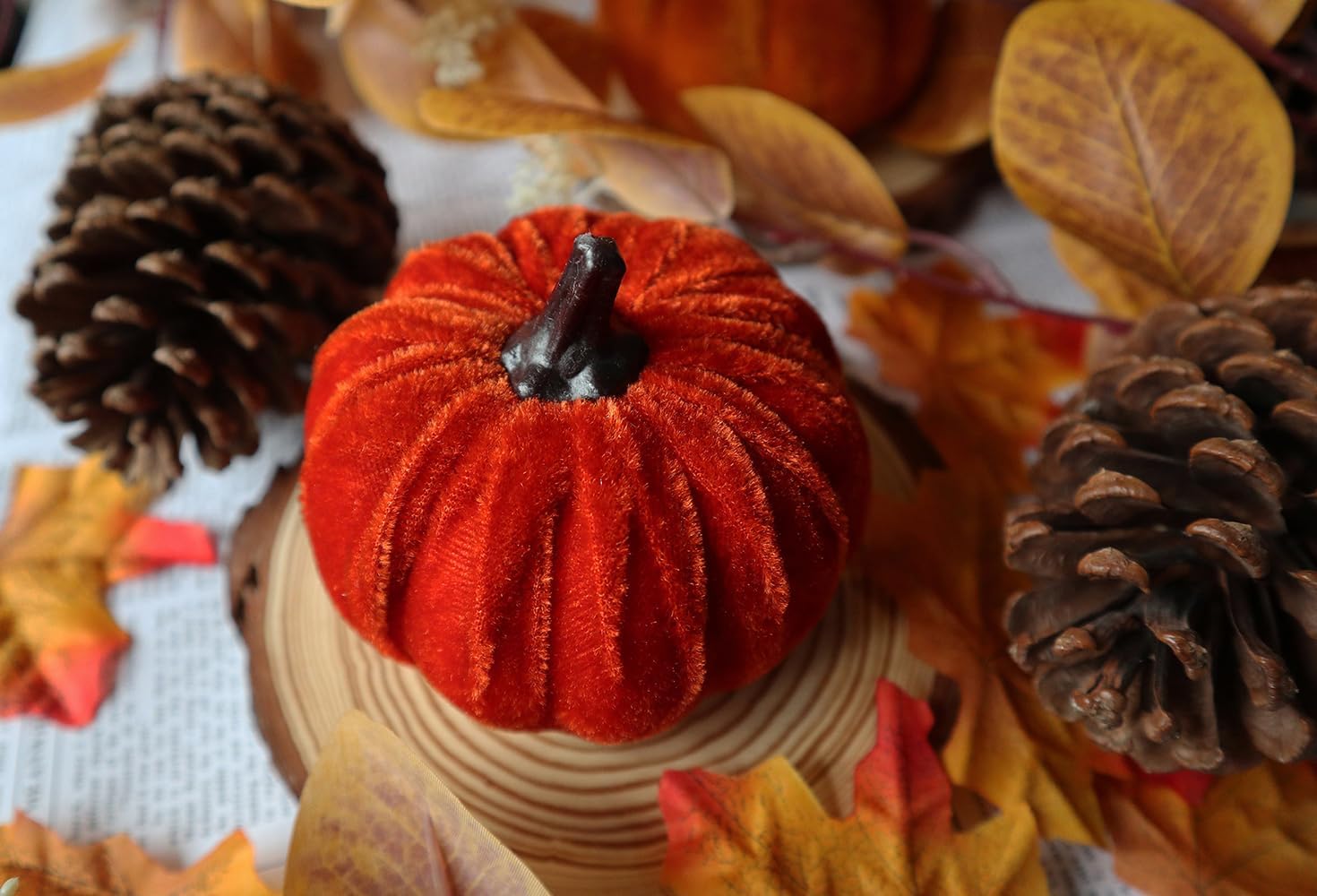 Pumpkin Decor, 12 Velvet Foam Pumpkins