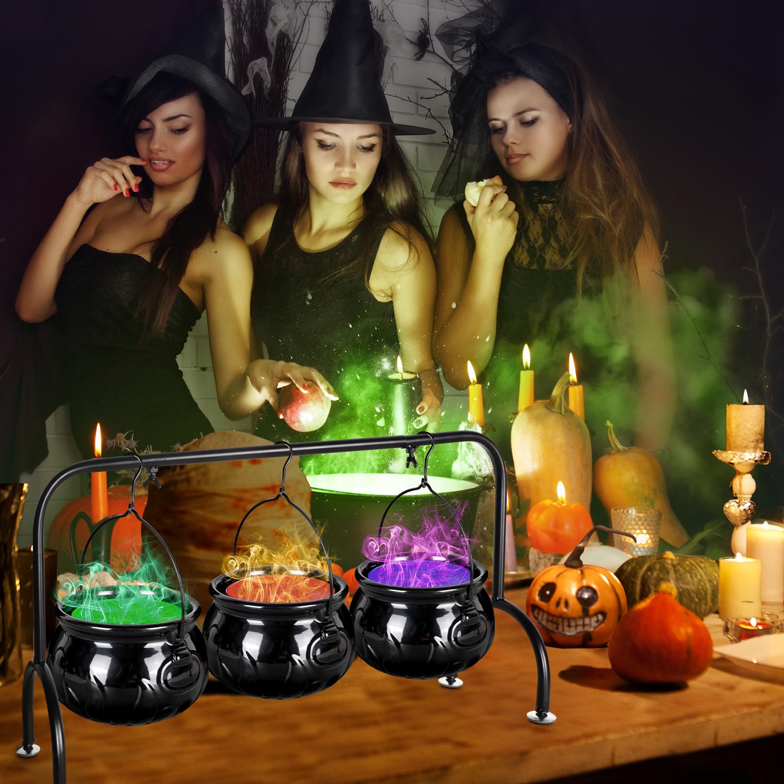 3 Ceramic Witches Halloween Cauldron Serving Bowls Set All The Fall Things