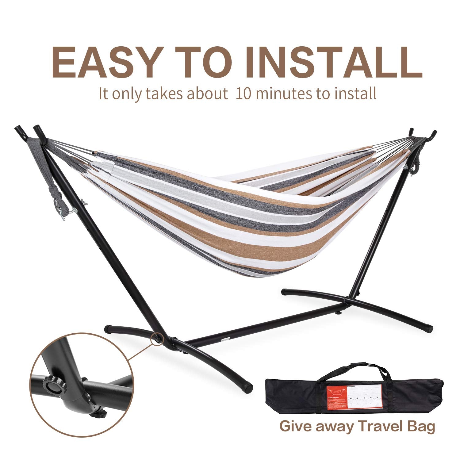 Double Hammock with Space Saving Steel Stand