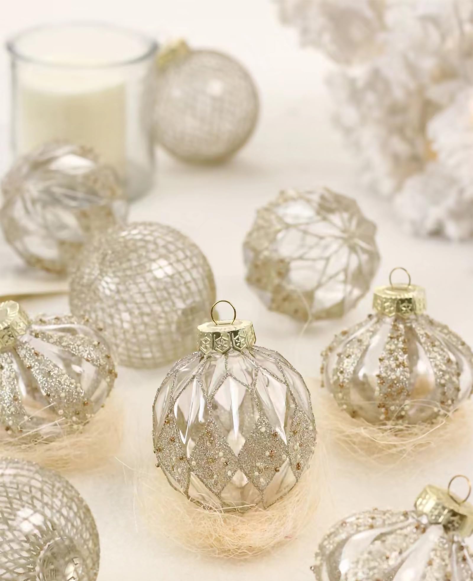 various pattern festive holiday gold ornaments