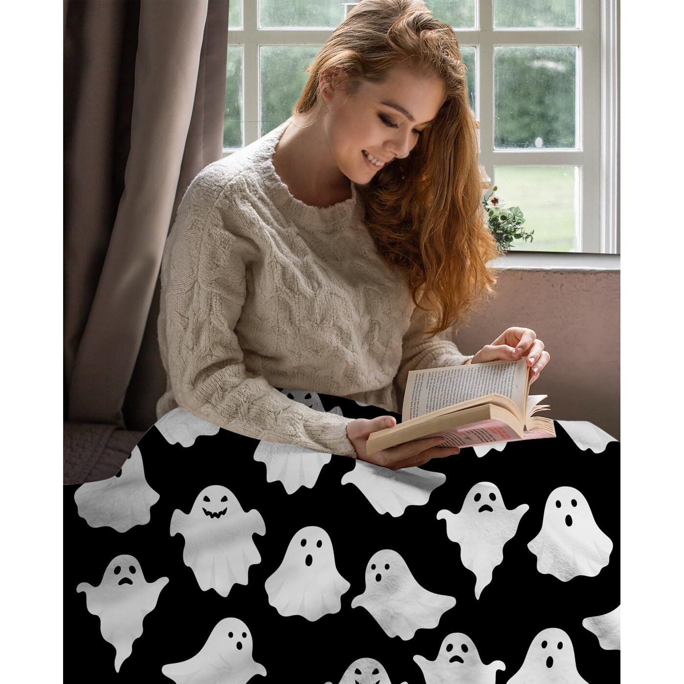 Ghost pattern throw blanket for halloween