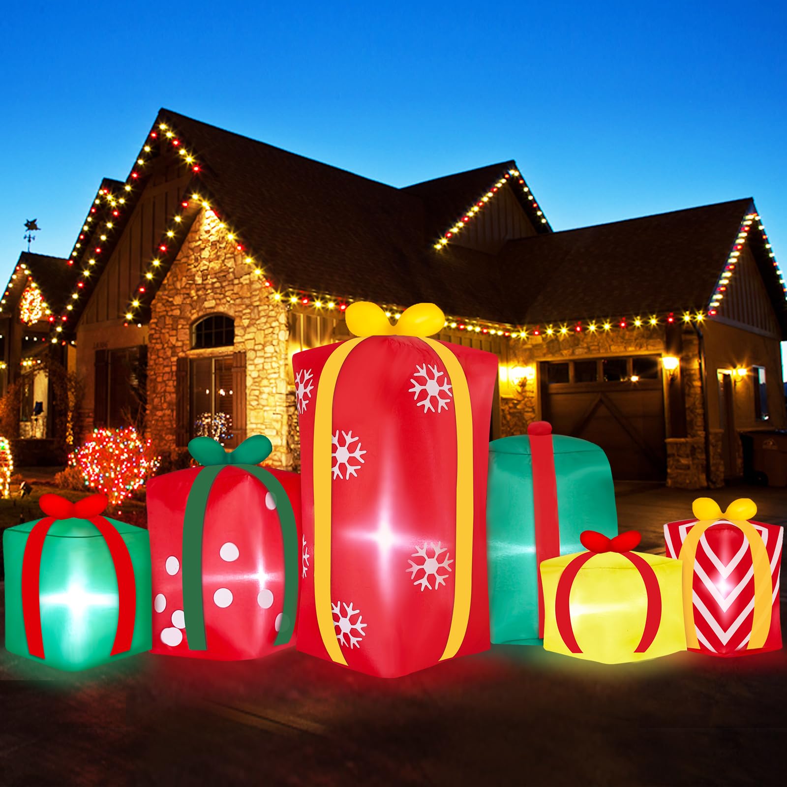 8 FT Length Christmas Inflatable 6 Gift Boxes