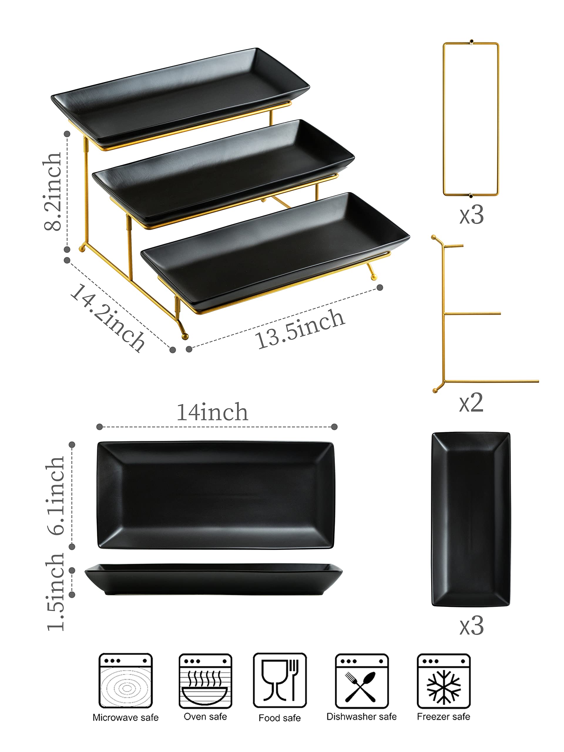 3 Tier Serving Tray Set, Tiered Serving Stand with Platters