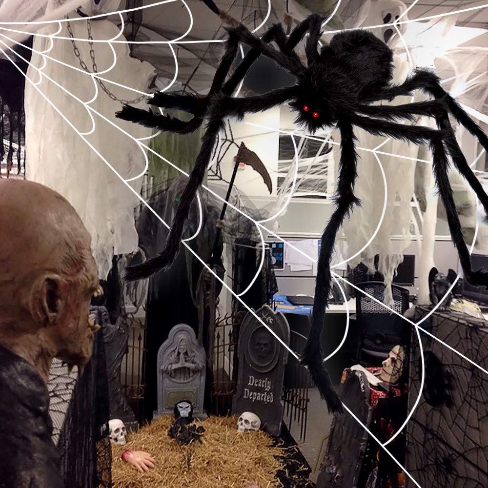 200" Halloween Spider Web + 59" Giant Spider Decoration