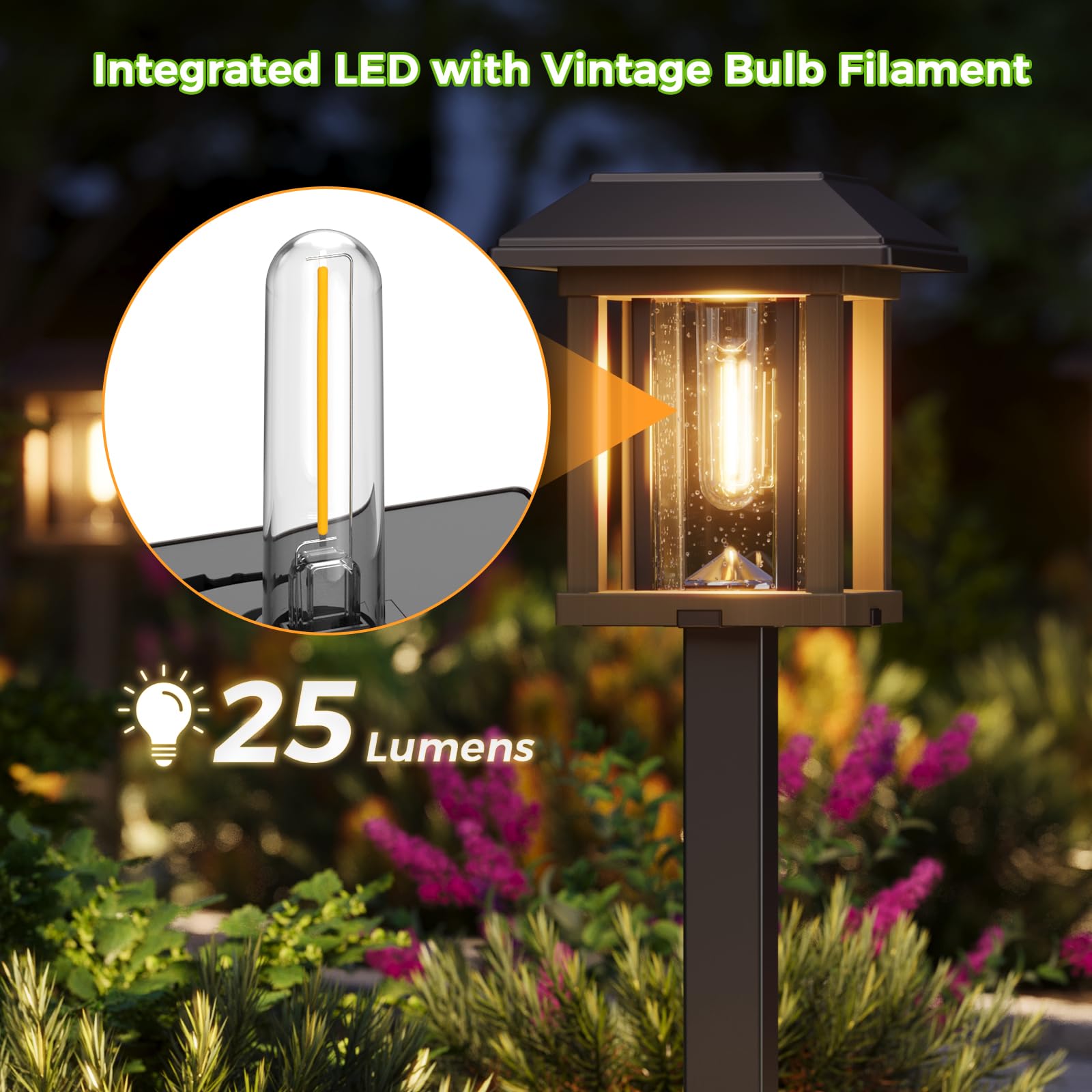 Solar Pathway Lights Outdoor Waterproof IP65 - Dual-Tone LED Solar Lights Warm White