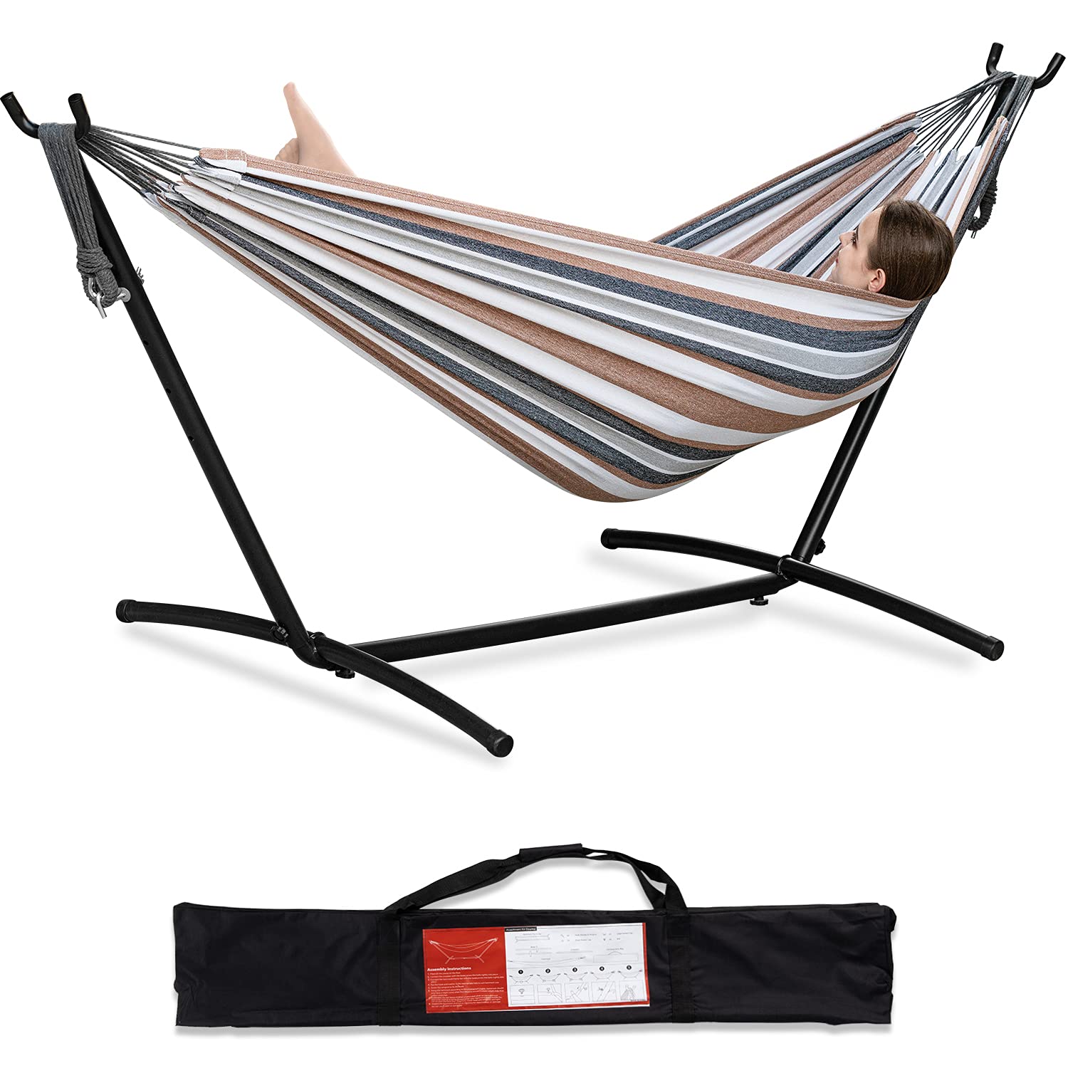 Double Hammock with Space Saving Steel Stand