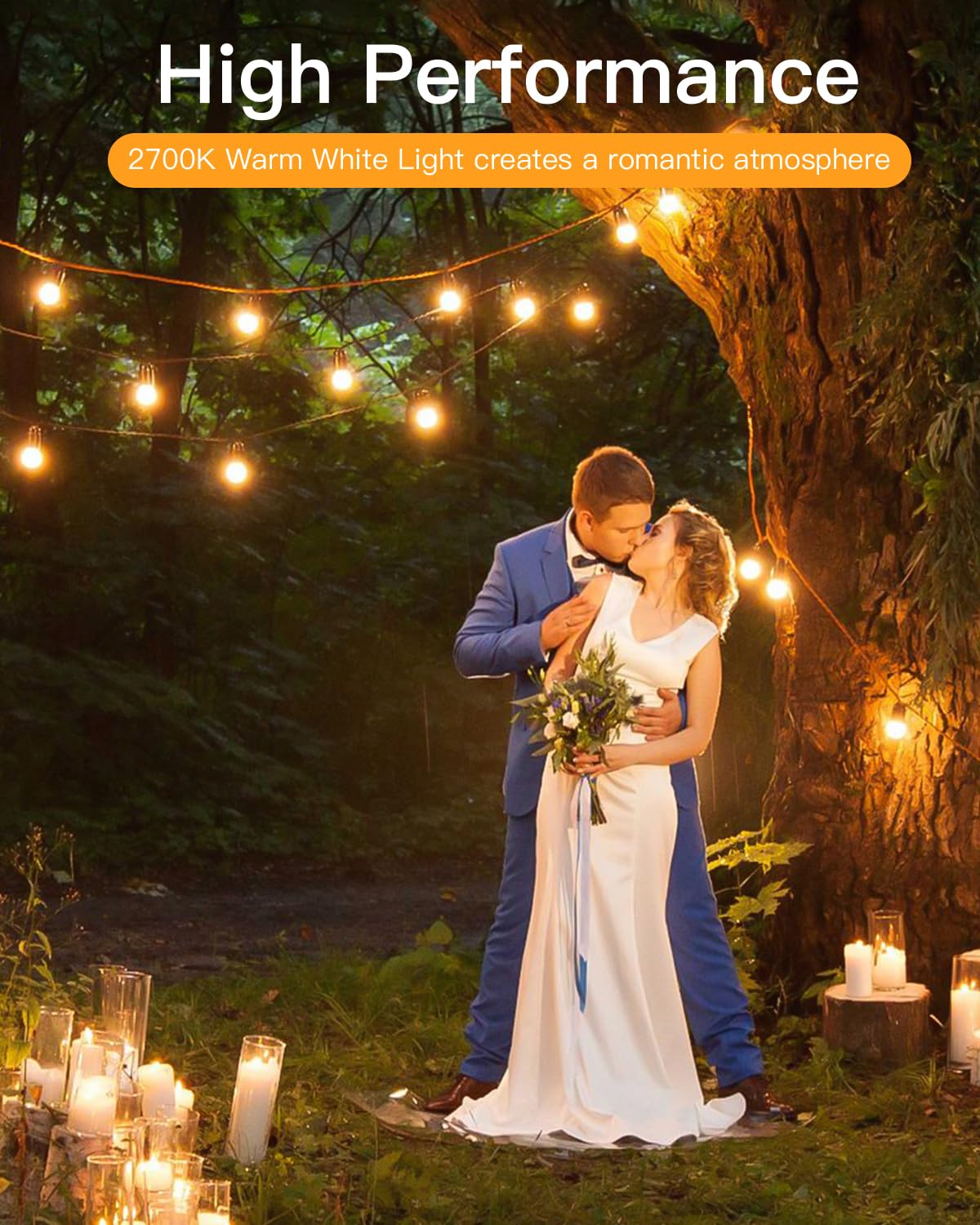 60FT LED Outdoor Patio Lights Waterproof with 30+2 Vintage Bulbs 2700K Hanging Edison String Lights