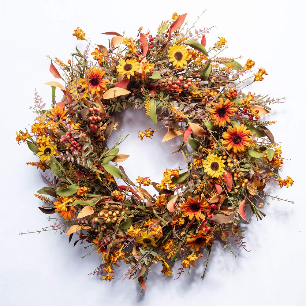 24 Inch Artificial Large Autumn Wreath Indoor/Outdoor