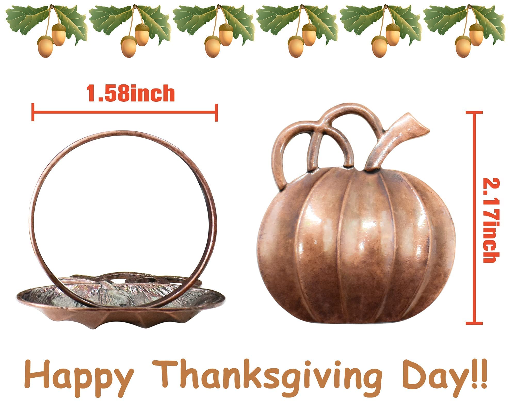 bronze pumpkin napkin ring set sizing