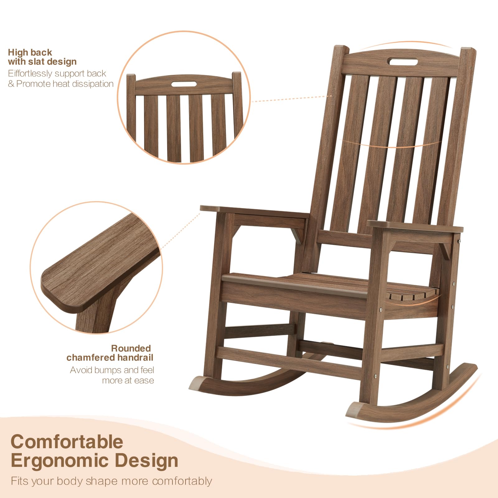 Set of 2 Outdoor Rocking Chairs features