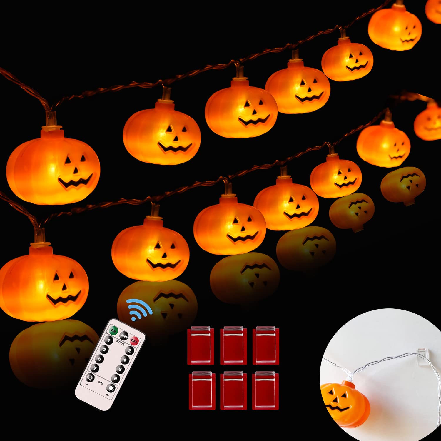 20FT 40 LEDs Pumpkin String Lights for Outdoor Decor