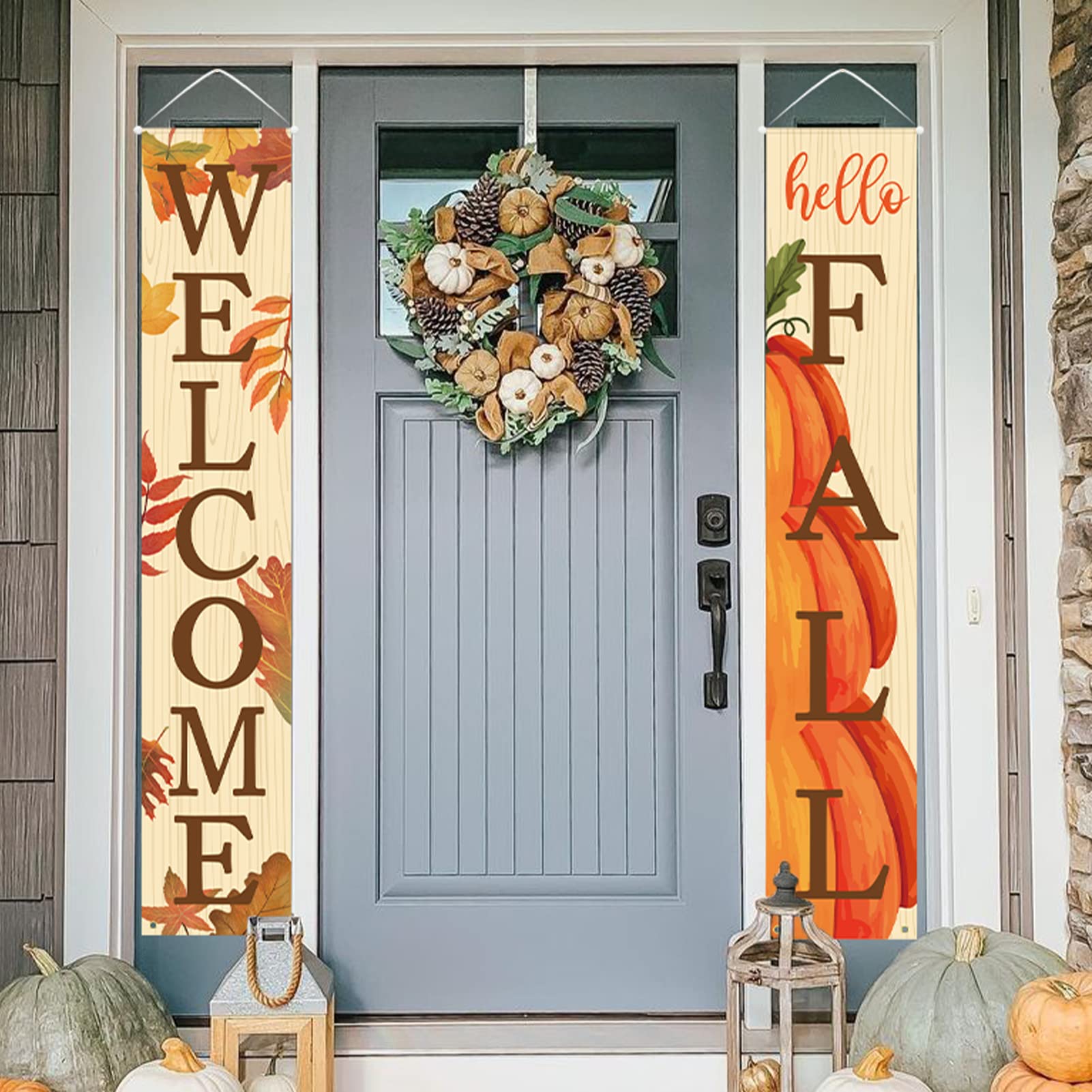 Welcome & Hello Fall Signs for Front Door