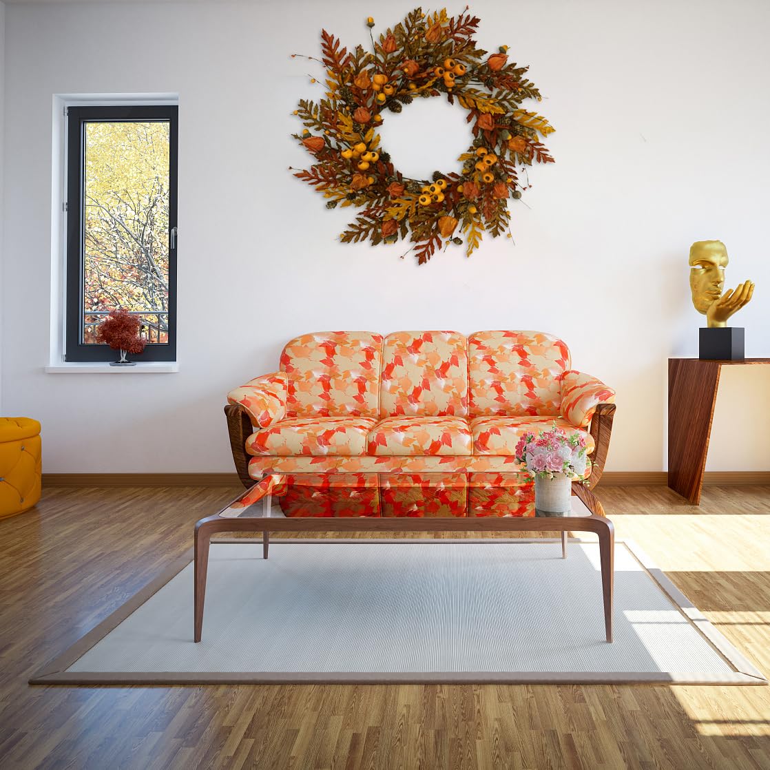 20 inch Autumn Oak Leaves Wreath Indoor/Outdoor