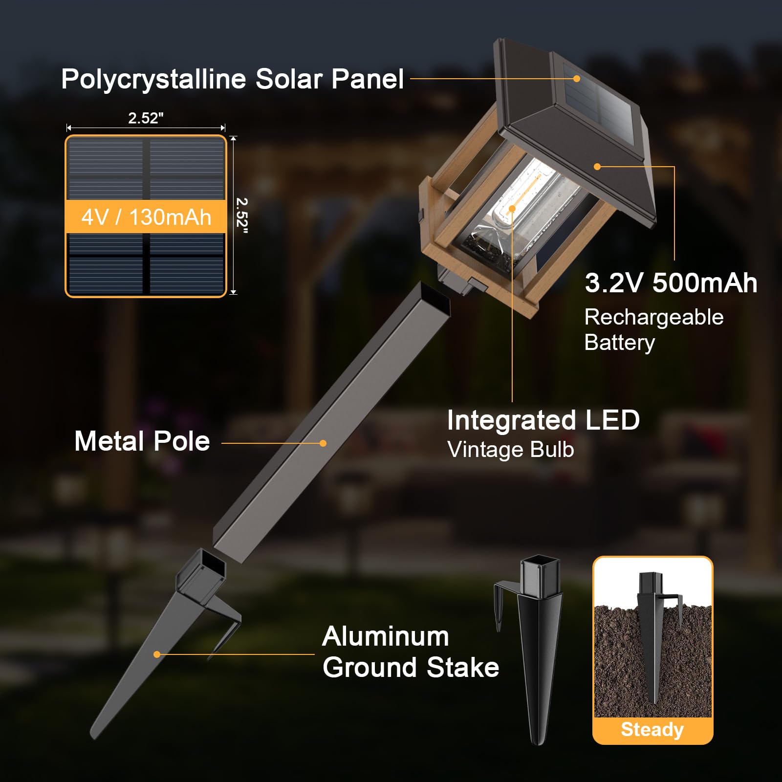 Solar Pathway Lights Outdoor Waterproof IP65 - Dual-Tone LED Solar Lights Warm White