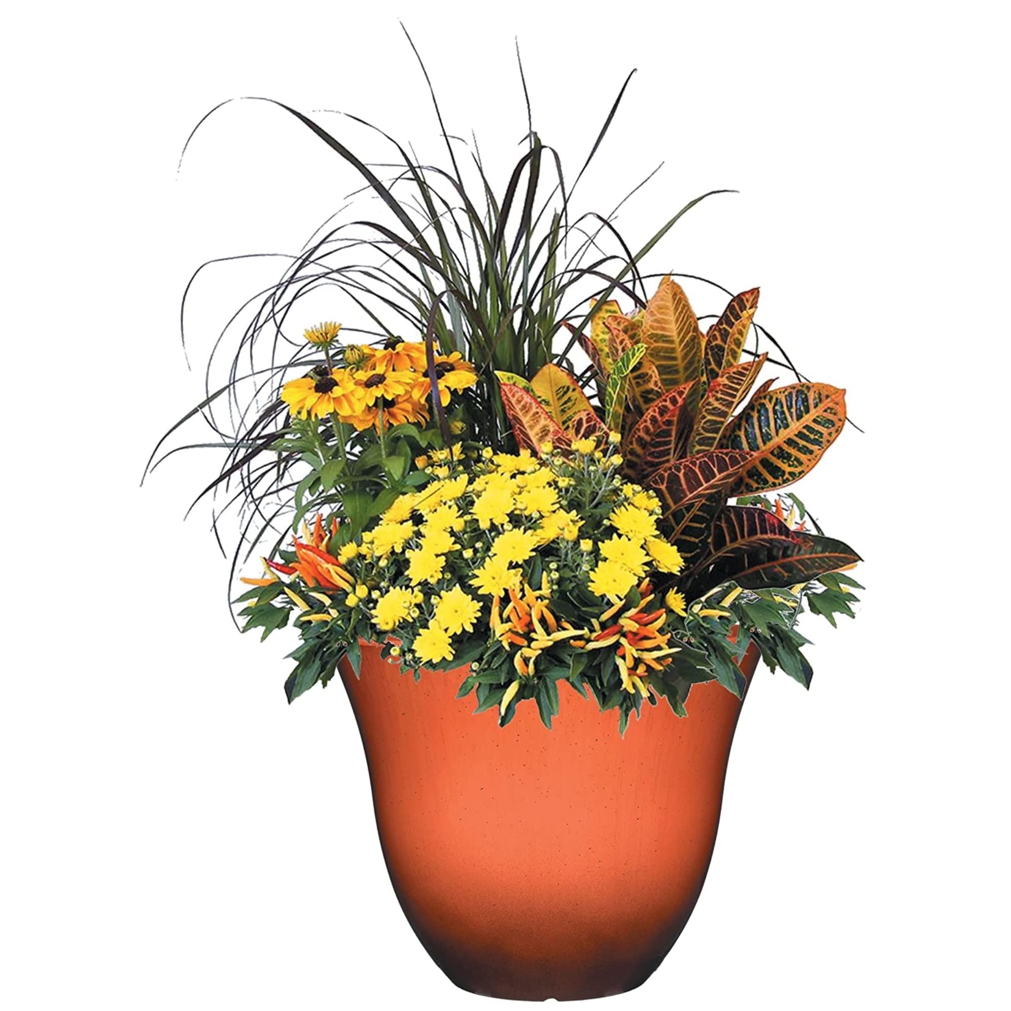 Resin Flower Pot Planter, Orange Ember, 13"