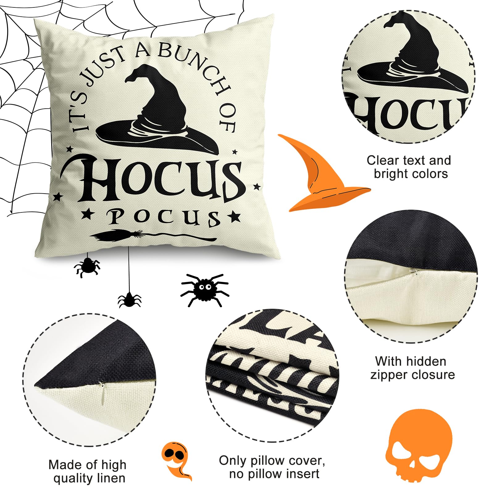 Hocus Pocus Decorations Pillow Covers 18x18 Set of 4