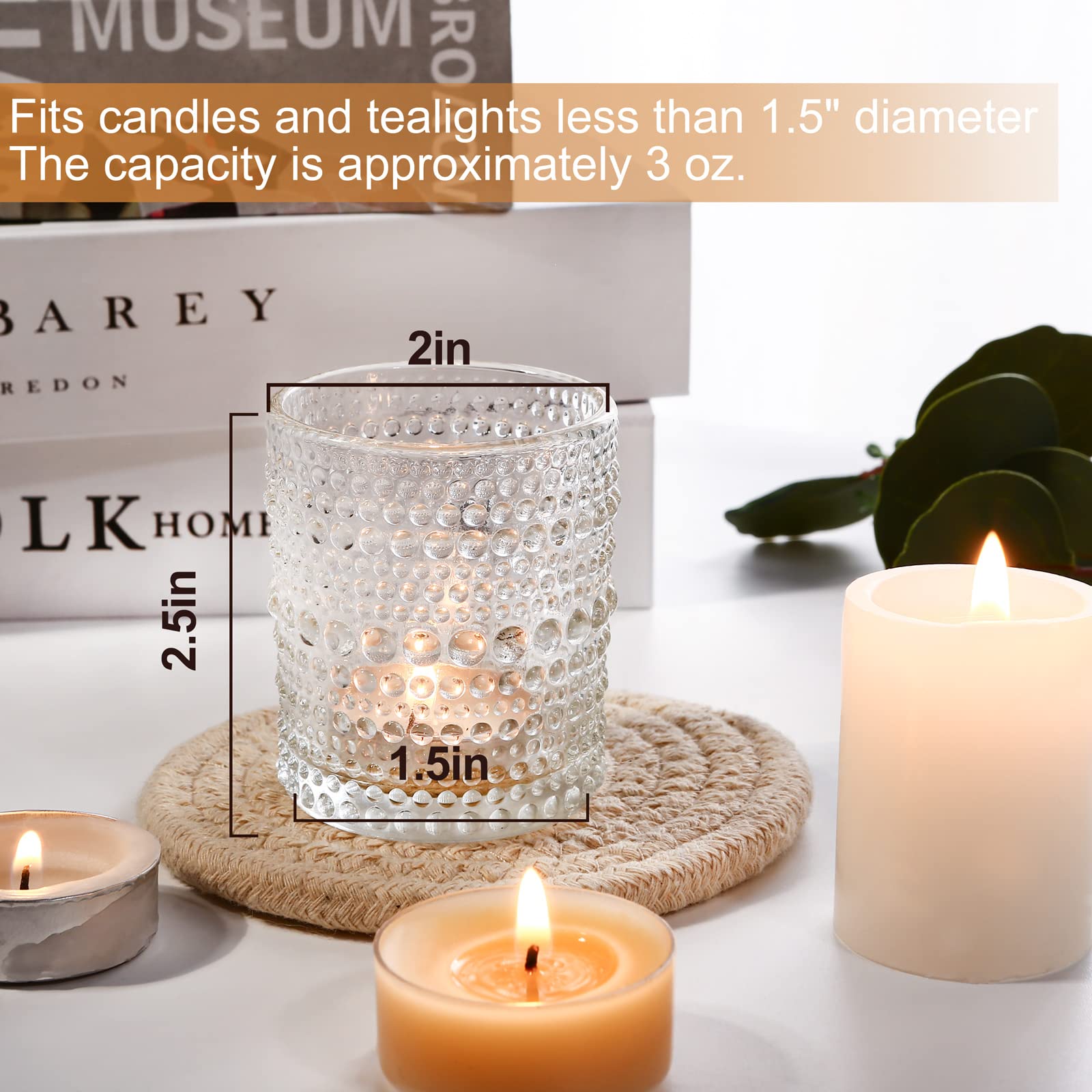 12 Pcs Clear Glass Tea Light Candle Holders