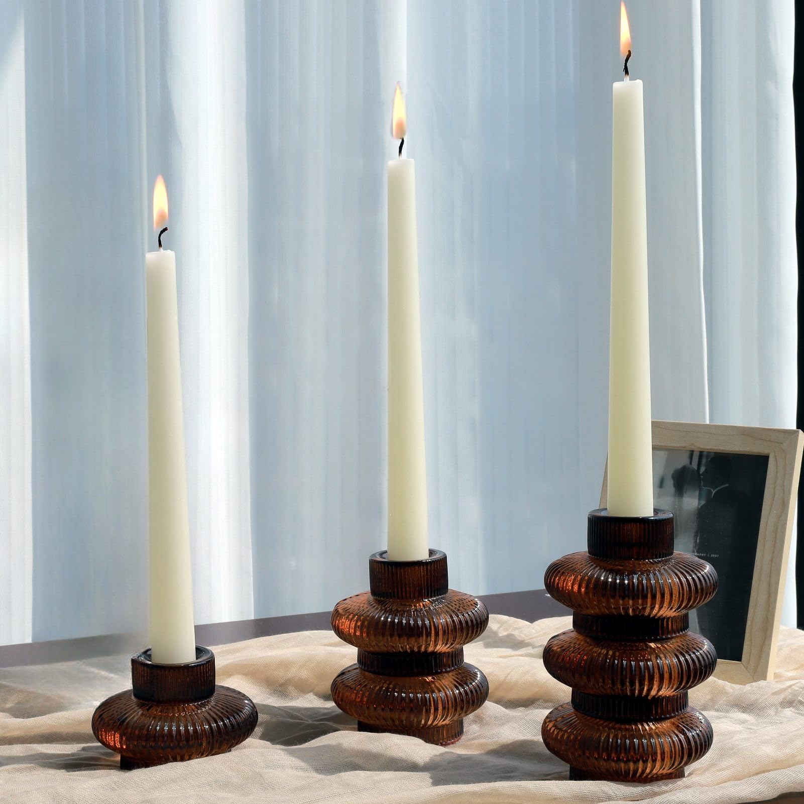 Brown Candlestick Holders Set of 6